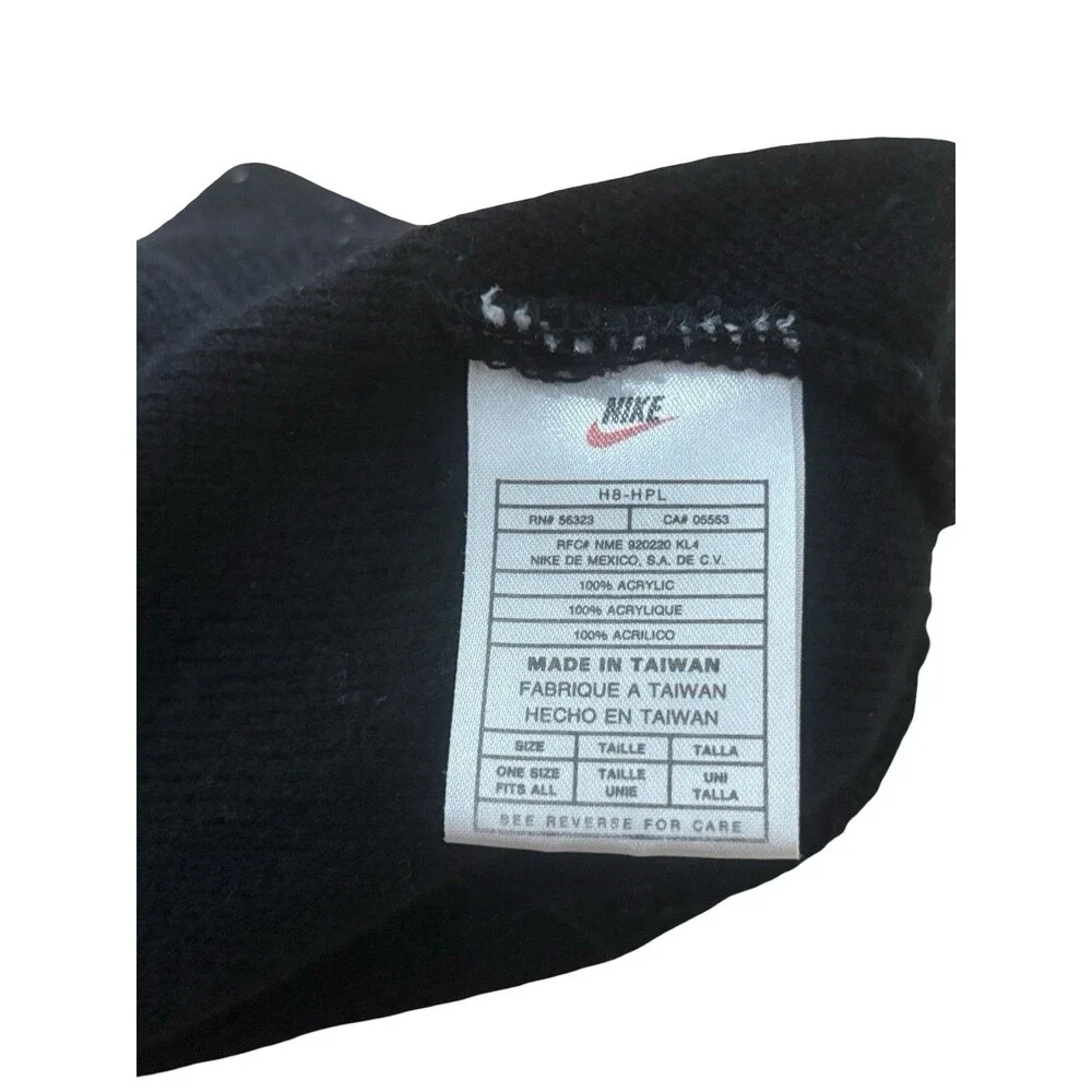 Vintage Nike Black Beanie Center Swoosh Cap 90s Skullcap